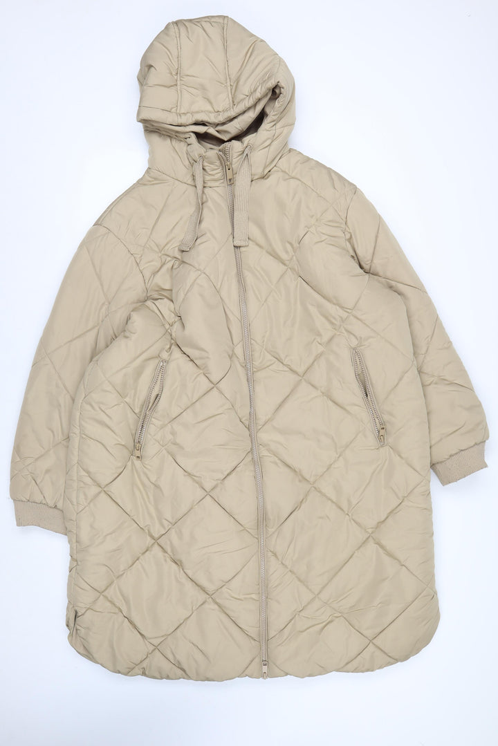 Marks and Spencer Women’s Beige Long Hooded Puffer Coat Size 20
