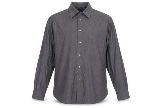 Front view of Jaeger Men's Grey 44 Long Sleeve Cotton Button-Up Shirt