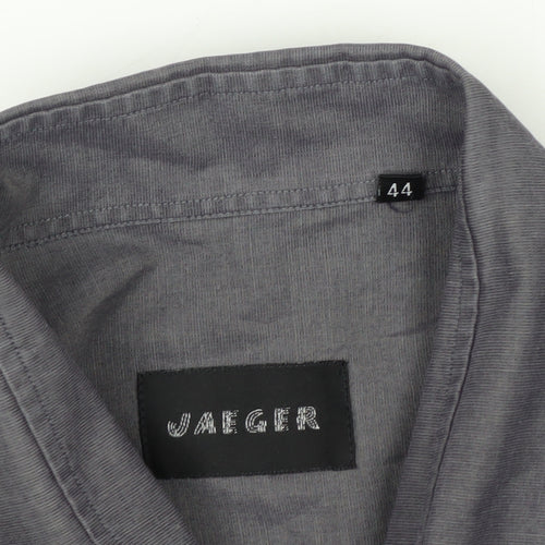 Jaeger Men's Grey 44 Long Sleeve Cotton Button-Up Shirt