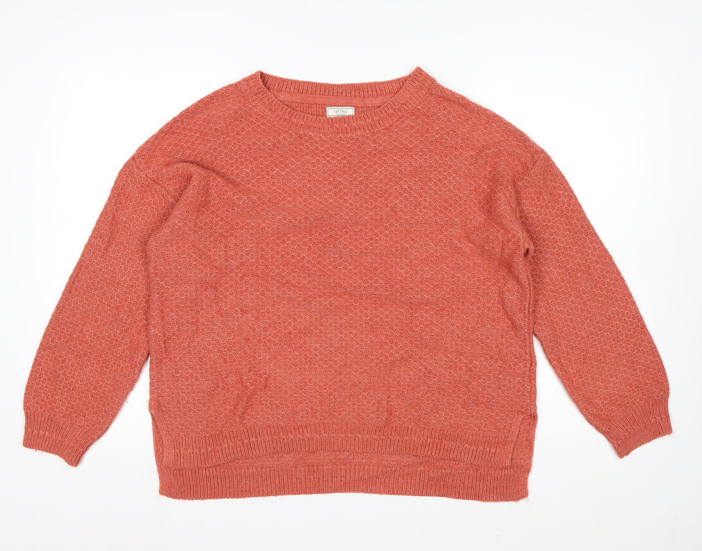 Fat Face Women's Orange Knit Crew Neck Pullover Jumper Size 14