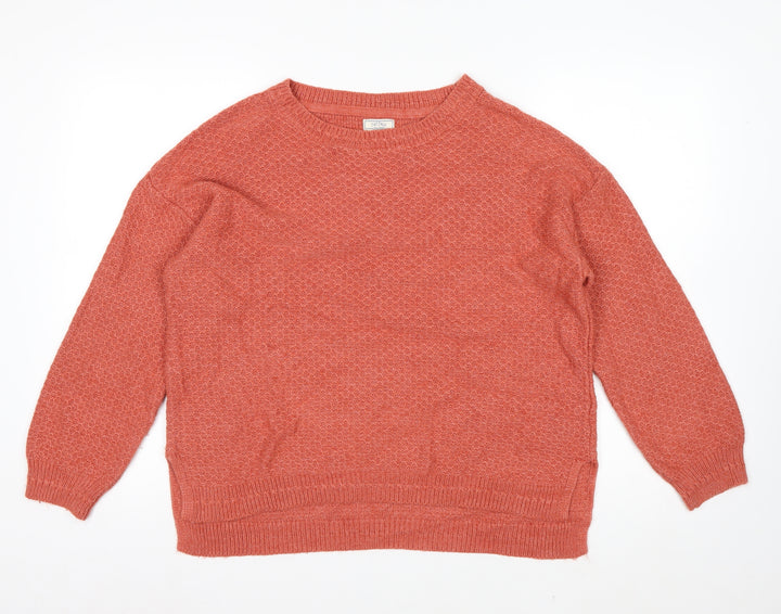 Fat Face Women's Orange Knit Crew Neck Pullover Jumper Size 14
