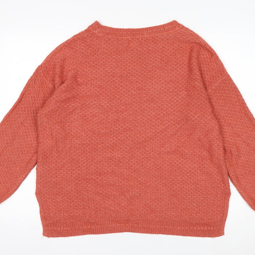 Fat Face Women's Orange Knit Crew Neck Pullover Jumper Size 14
