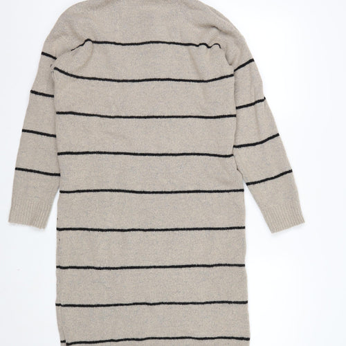 Brave Soul Women Beige Striped Roll Neck Long Sleeve Tunic Jumper XS