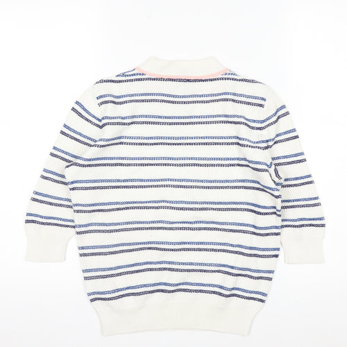 & Other Stories Women White Striped Cotton Short Sleeve Jumper XS