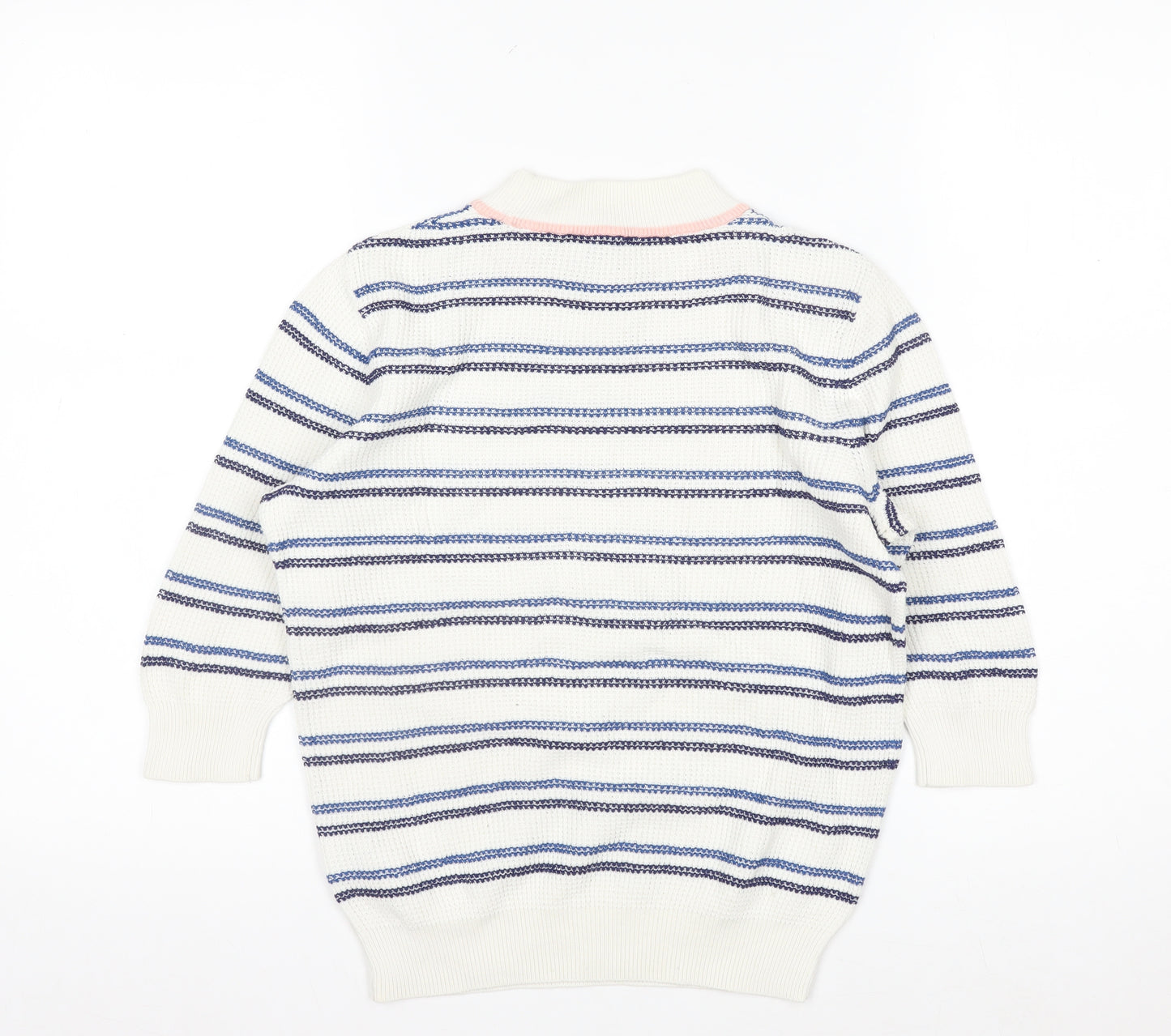& Other Stories Women White Striped Cotton Short Sleeve Jumper XS