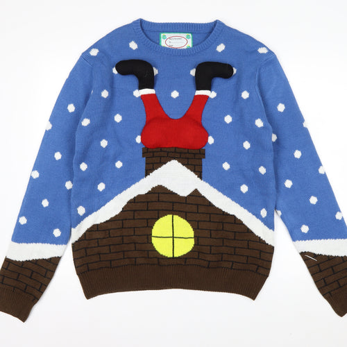 Cedar Wood State Men's Blue Christmas Jumper L Pullover Knit