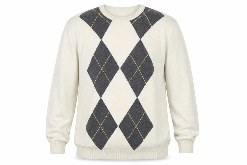 IZOD Men's Beige Argyle Cotton Crew Neck Jumper XL