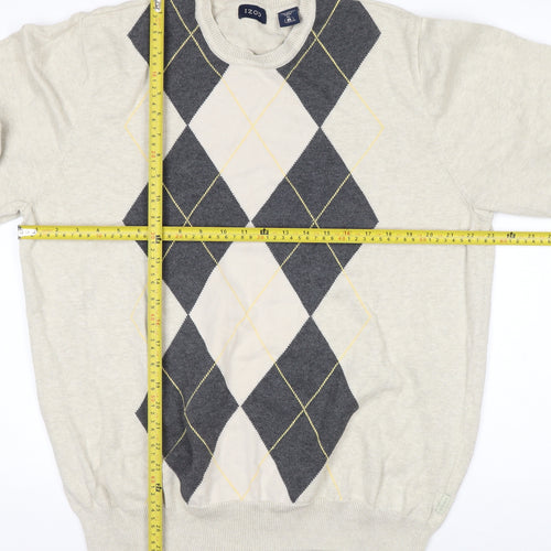 IZOD Men's Beige Argyle Cotton Crew Neck Jumper XL