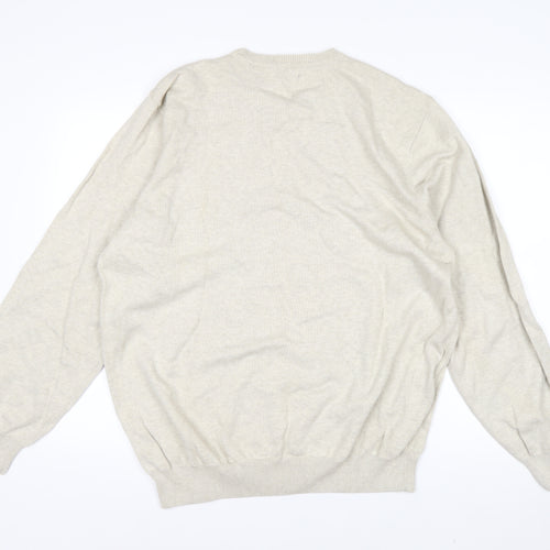 IZOD Men's Beige Argyle Cotton Crew Neck Jumper XL