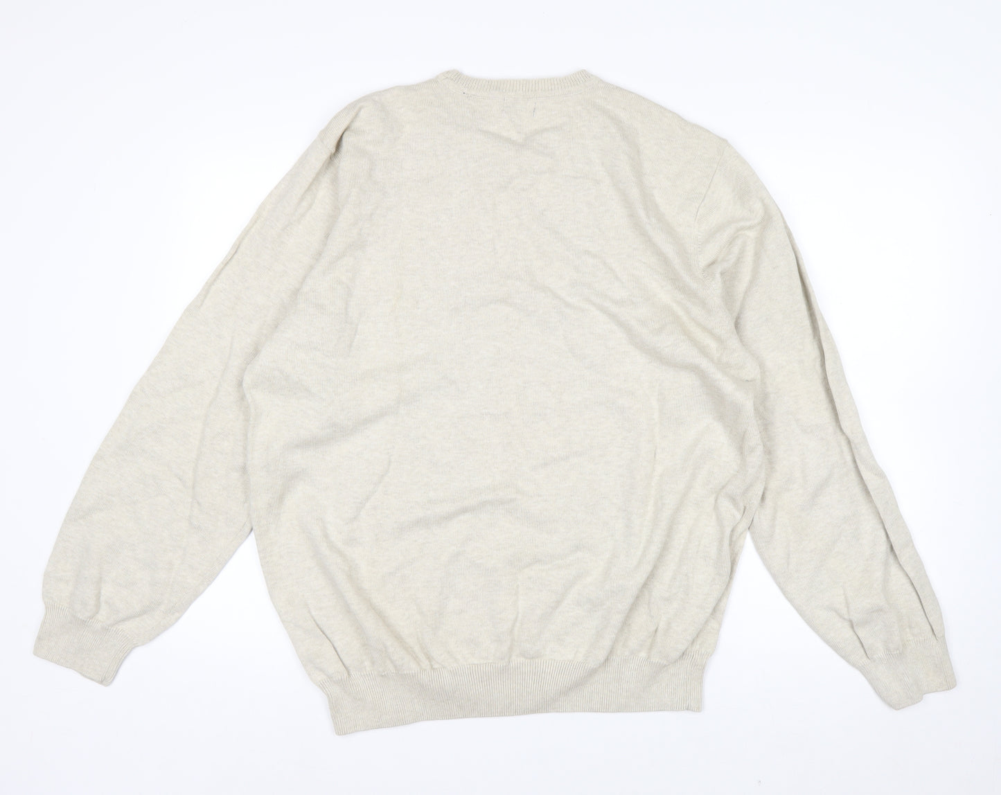IZOD Men's Beige Argyle Cotton Crew Neck Jumper XL