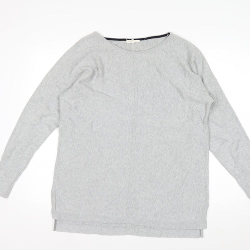 White Stuff Women’s Grey Size 16 Cotton Boat Neck Jumper