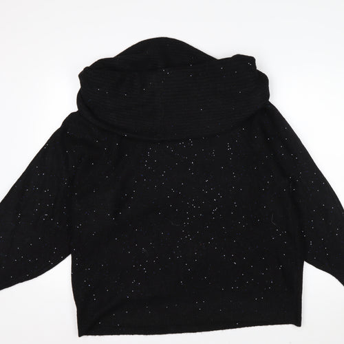 F&F Womens Black XL Glitter Cowl Neck 3/4 Sleeve Pullover Jumper