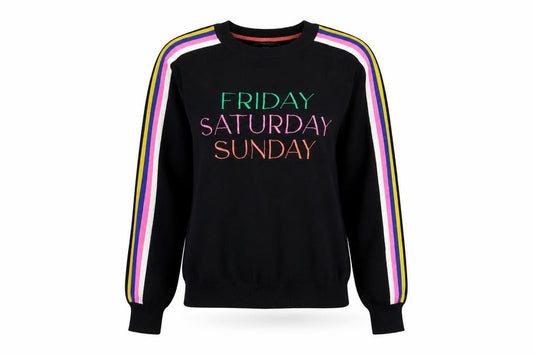 Front view of Next women’s black xs crew neck embroidered jumper