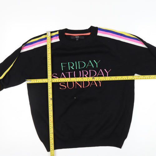 Next Womens Black XS Crew Neck Embroidered Pullover Jumper