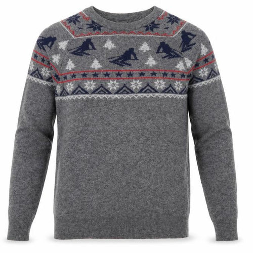 Beymen Club Men's Grey Wool Blend Fair Isle Ski Jumper Size S