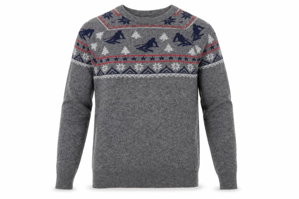 Beymen Club Men's Grey Wool Blend Fair Isle Ski Jumper Size S