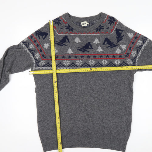 Beymen Club Men's Grey Wool Blend Fair Isle Ski Jumper Size S
