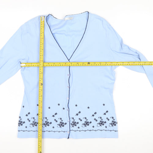 Marks and Spencer Women’s Blue Floral Embroidered Cotton Cardigan Size 12