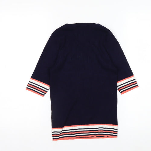 Oasis Women’s Navy Striped 3/4 Sleeve Knit Top Size M