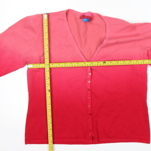 Monsoon Women Pink 16 V-Neck Cardigan Knit 3/4 Sleeve