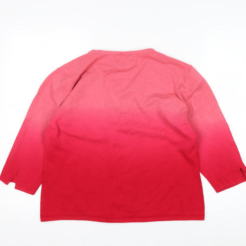 Monsoon Women Pink 16 V-Neck Cardigan Knit 3/4 Sleeve