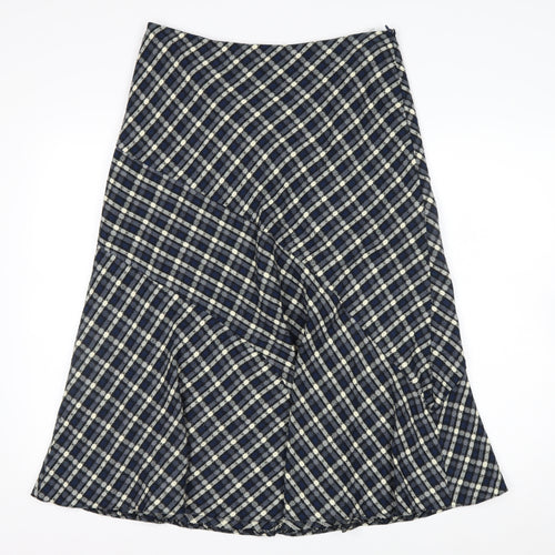 Anna Rose Women Blue Checked A-Line Midi Skirt Size 12