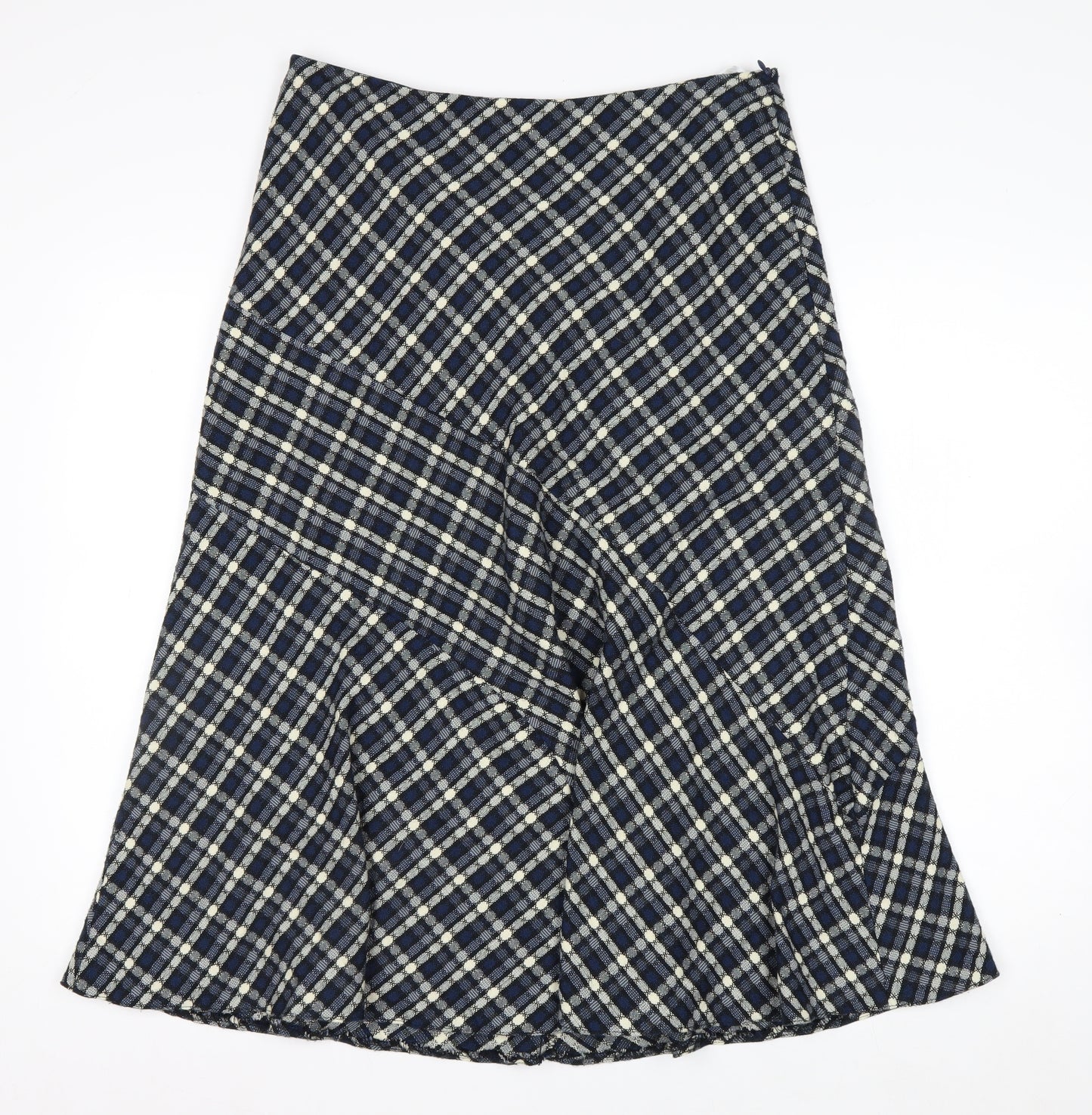 Anna Rose Women Blue Checked A-Line Midi Skirt Size 12