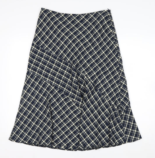 Anna Rose Women Blue Checked A-Line Midi Skirt Size 12