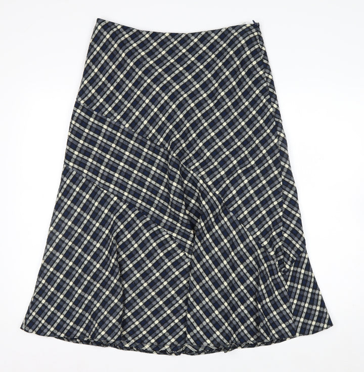 Anna Rose Women Blue Checked A-Line Midi Skirt Size 12