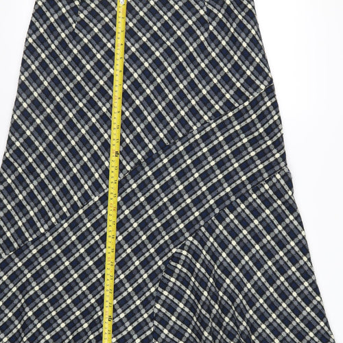 Anna Rose Women Blue Checked A-Line Midi Skirt Size 12