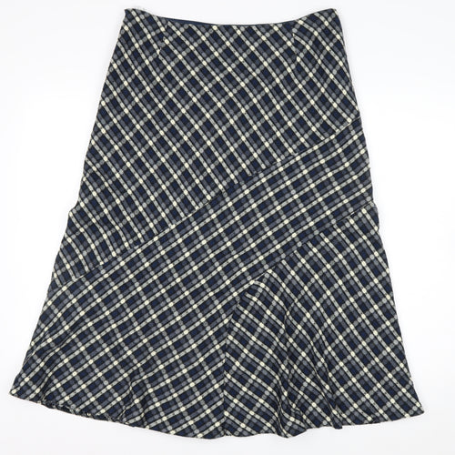 Anna Rose Women Blue Checked A-Line Midi Skirt Size 12