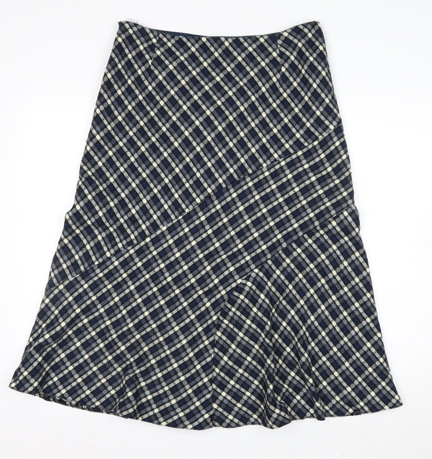 Anna Rose Women Blue Checked A-Line Midi Skirt Size 12