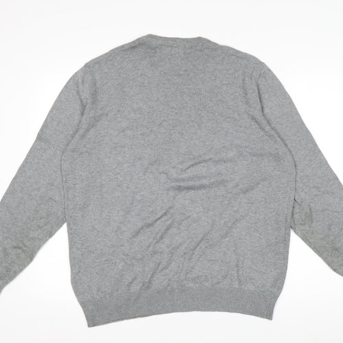 Marks and Spencer Men's Grey Argyle Cotton Jumper M Regular Fit