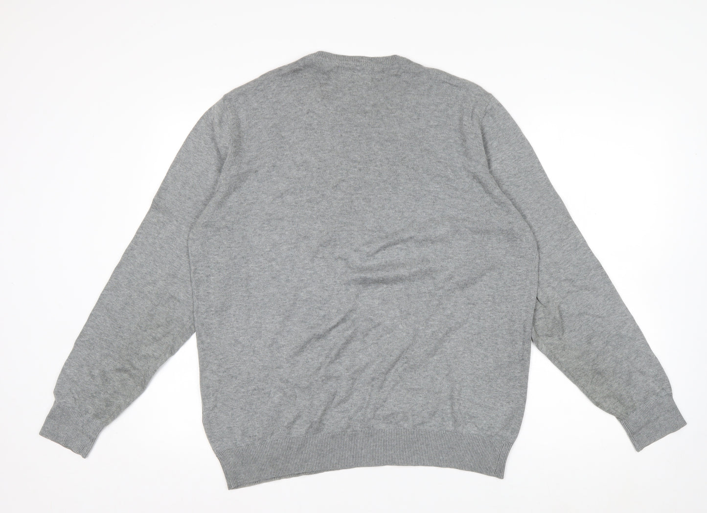 Marks and Spencer Men's Grey Argyle Cotton Jumper M Regular Fit