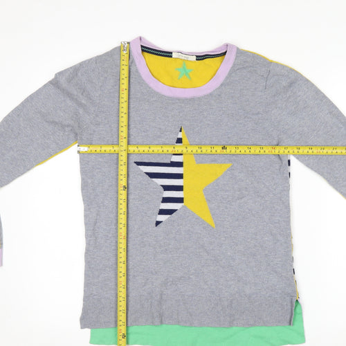 White Stuff Women's Grey Star Pullover Jumper UK 10 Merino Wool Cotton