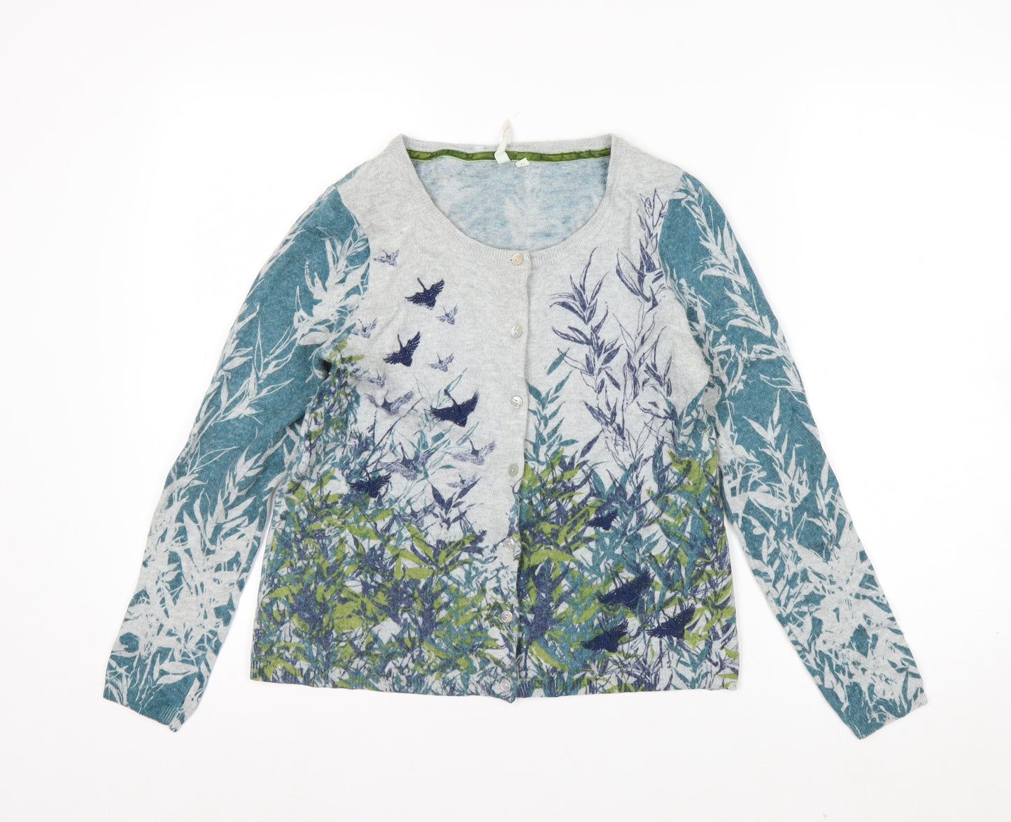 White Stuff Womens Multicoloured Floral Bird Print Cardigan Size 12