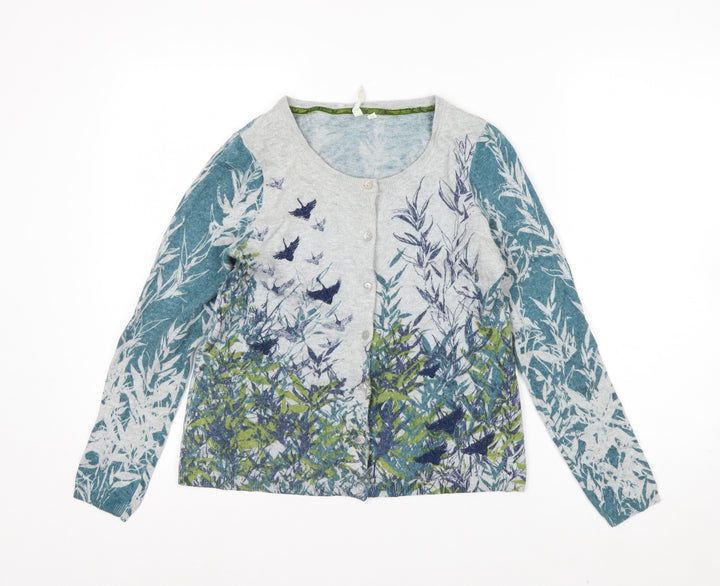 White Stuff Womens Multicoloured Floral Bird Print Cardigan Size 12
