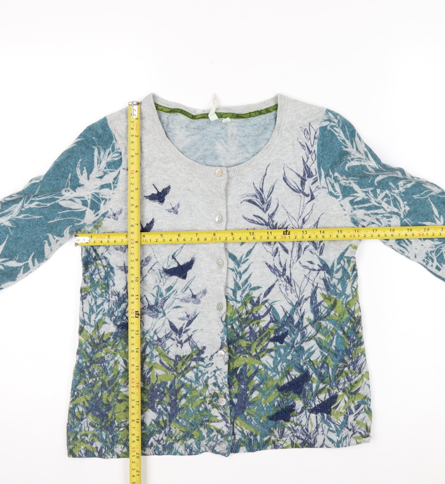White Stuff Womens Multicoloured Floral Bird Print Cardigan Size 12