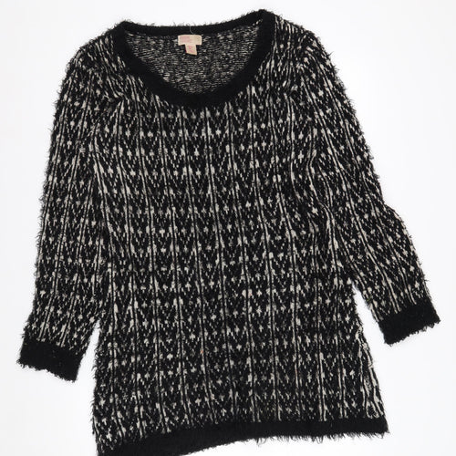Cape Daisy Women’s Black White Knit Pullover Jumper Size L