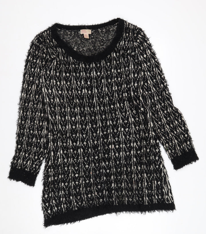 Cape Daisy Women’s Black White Knit Pullover Jumper Size L