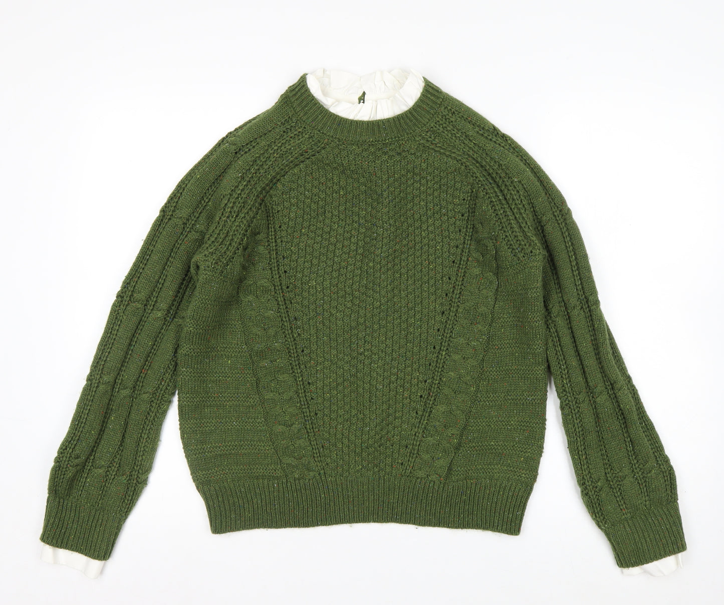 Next Women's Green Cable-Knit Crew Neck Jumper Size 14