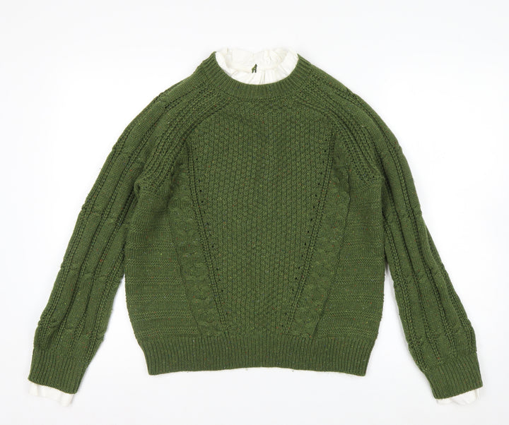 Next Women's Green Cable-Knit Crew Neck Jumper Size 14