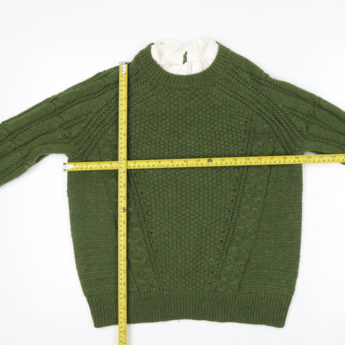 Next Women's Green Cable-Knit Crew Neck Jumper Size 14