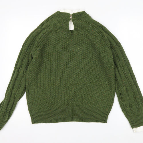 Next Women's Green Cable-Knit Crew Neck Jumper Size 14