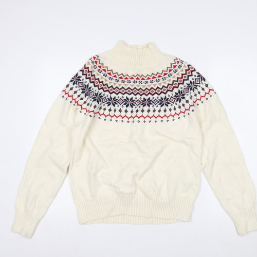 Joules Women’s Ivory Fair Isle High Neck Pullover Jumper Size 12/14