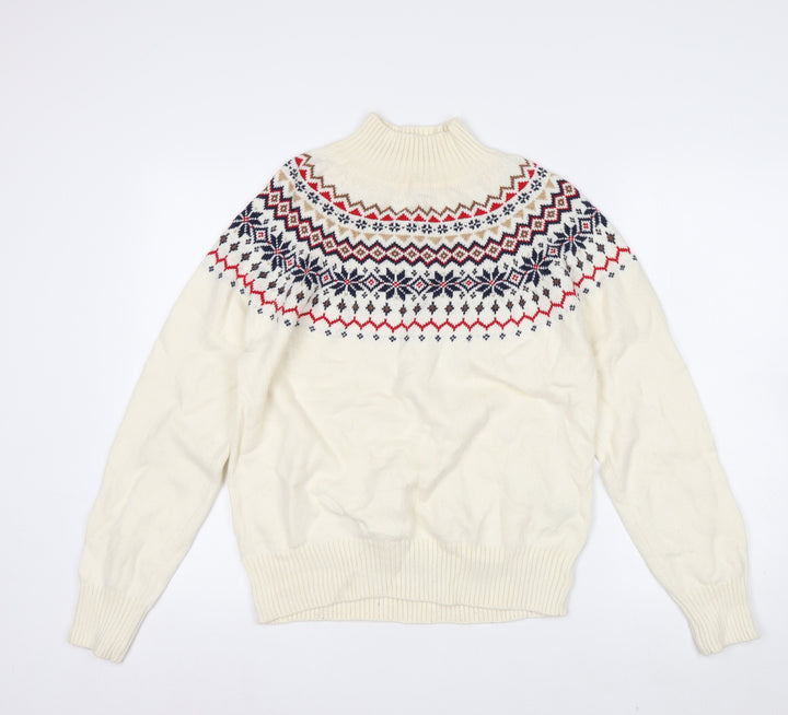 Joules Women’s Ivory Fair Isle High Neck Pullover Jumper Size 12/14