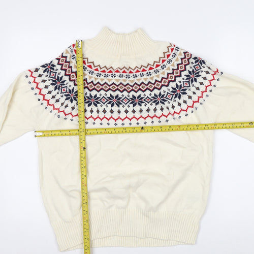 Joules Women’s Ivory Fair Isle High Neck Pullover Jumper Size 12/14