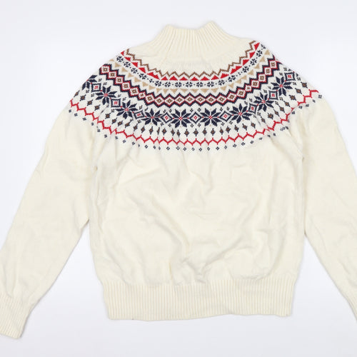 Joules Women’s Ivory Fair Isle High Neck Pullover Jumper Size 12/14