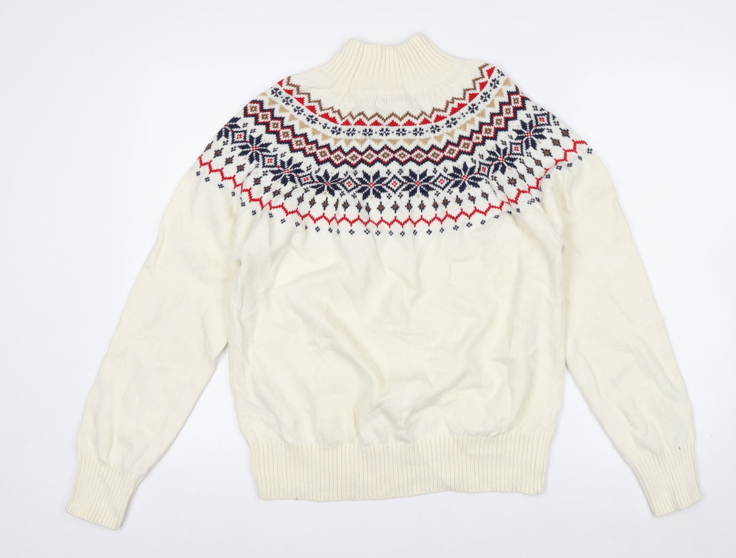 Joules Women’s Ivory Fair Isle High Neck Pullover Jumper Size 12/14