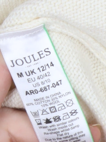 Joules Women’s Ivory Fair Isle High Neck Pullover Jumper Size 12/14